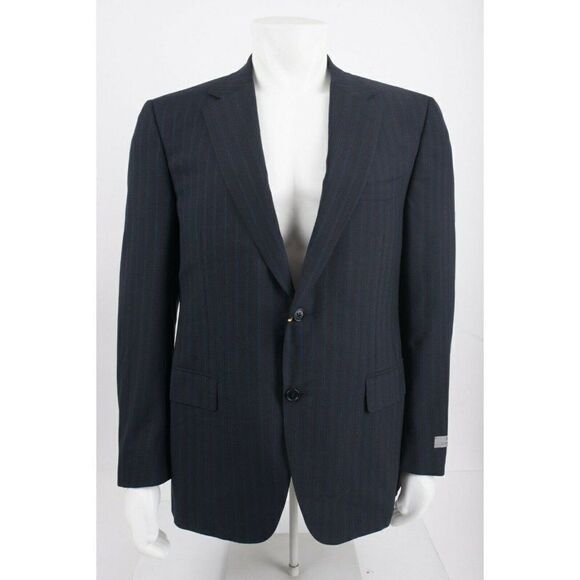 Canali Mens Suit Jacket Blazer Sport Coat Sz 54 US 42 Navy Blue Striped Wool NWT - Picture 1 of 6